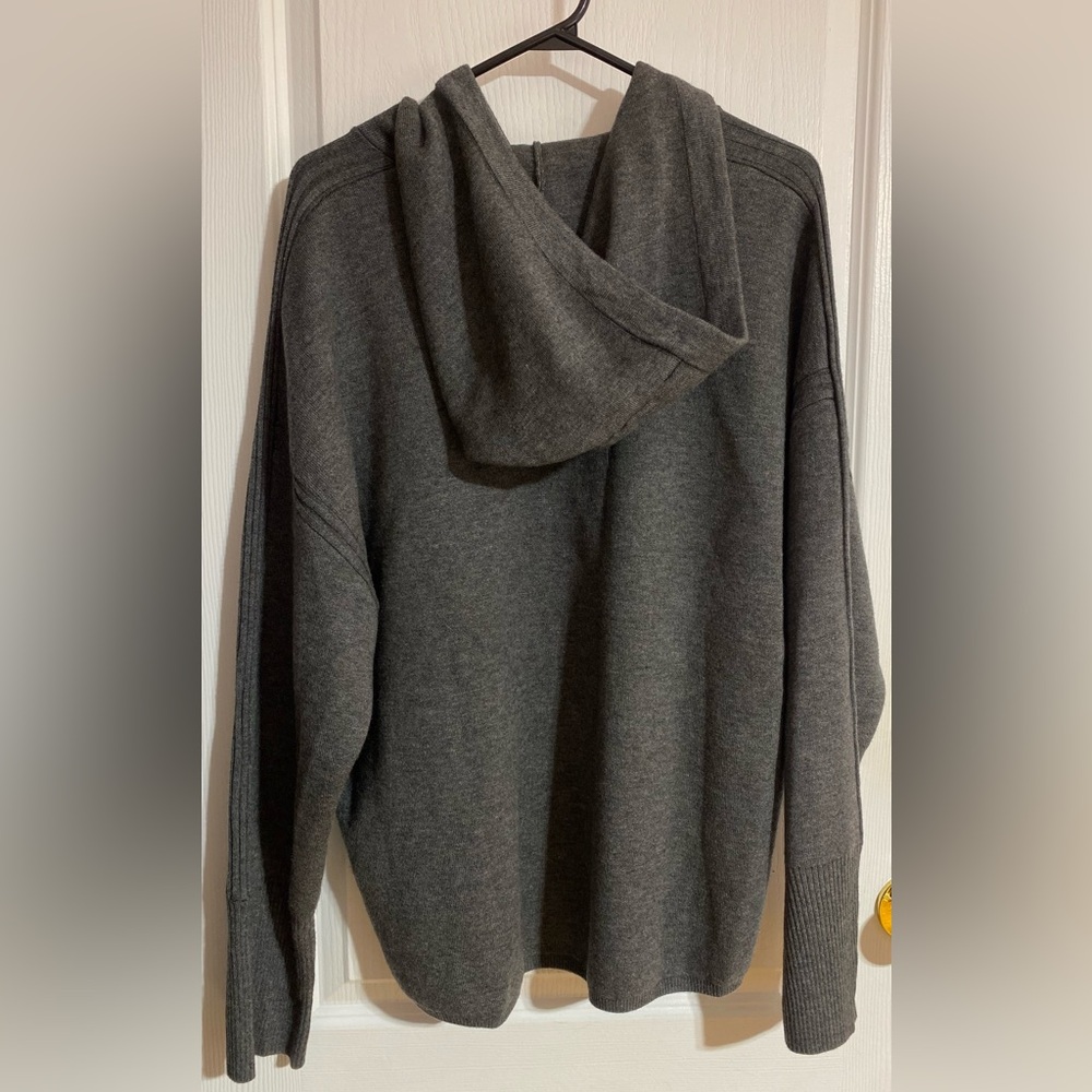 NWOT 7 For All Mankind Cashmere Blend Grey Knit Drawstring Sweater Hoodie XL - Picture 6 of 12
